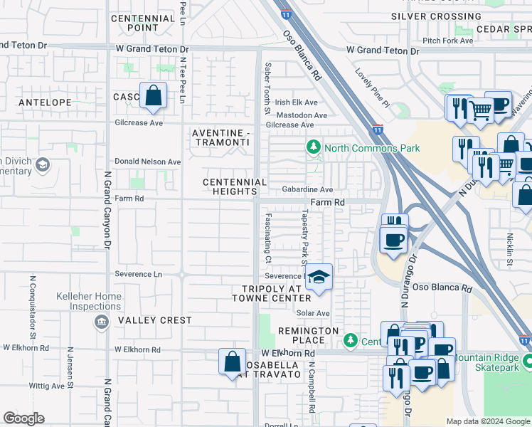 map of restaurants, bars, coffee shops, grocery stores, and more near 9156 Accomplishment Court in Las Vegas