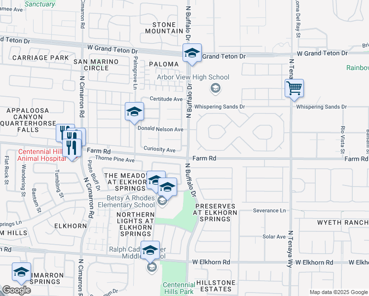 map of restaurants, bars, coffee shops, grocery stores, and more near 7608 Picnic Street in Las Vegas