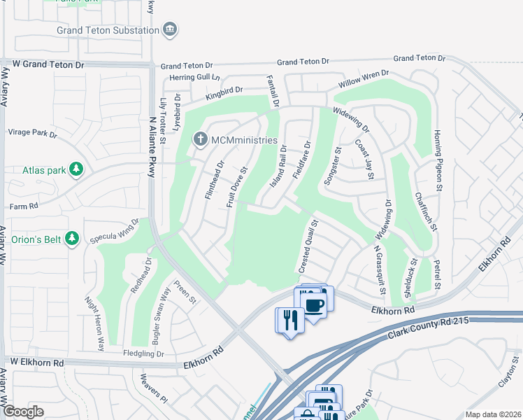 map of restaurants, bars, coffee shops, grocery stores, and more near 3025 Frigate Way in North Las Vegas