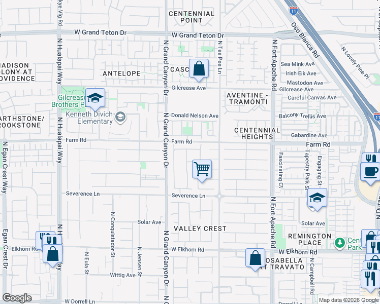 map of restaurants, bars, coffee shops, grocery stores, and more near 9461 Bluff Ledge Avenue in Las Vegas