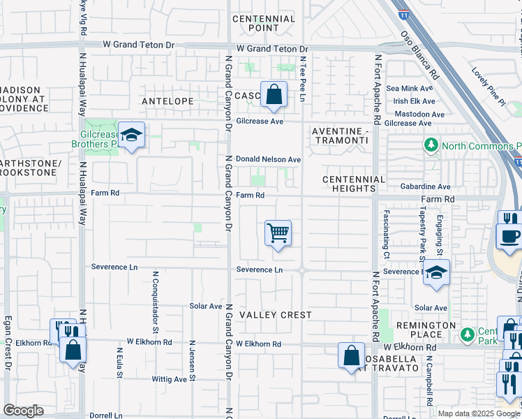 map of restaurants, bars, coffee shops, grocery stores, and more near 7524 Midnight Rambler Street in Las Vegas