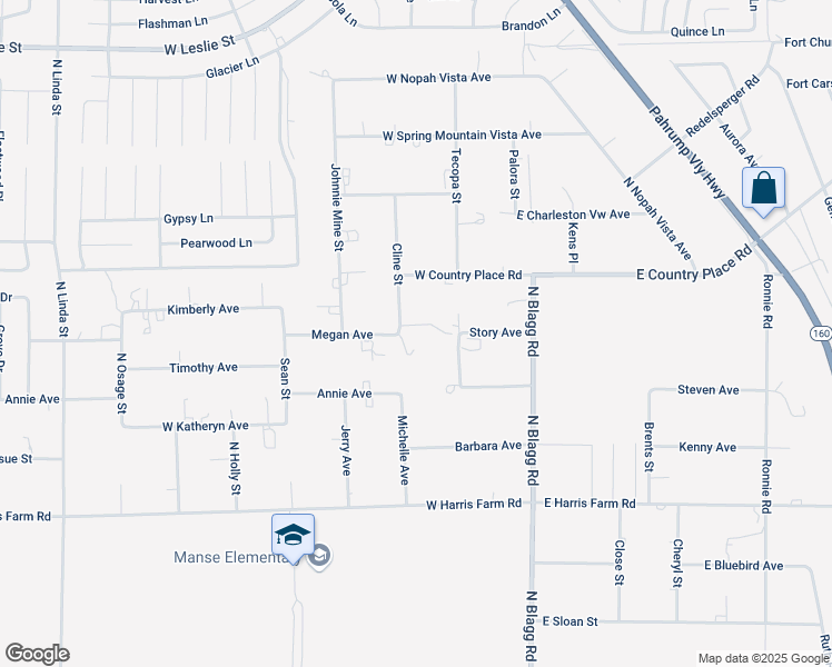 map of restaurants, bars, coffee shops, grocery stores, and more near 5381 Cline Street in Pahrump