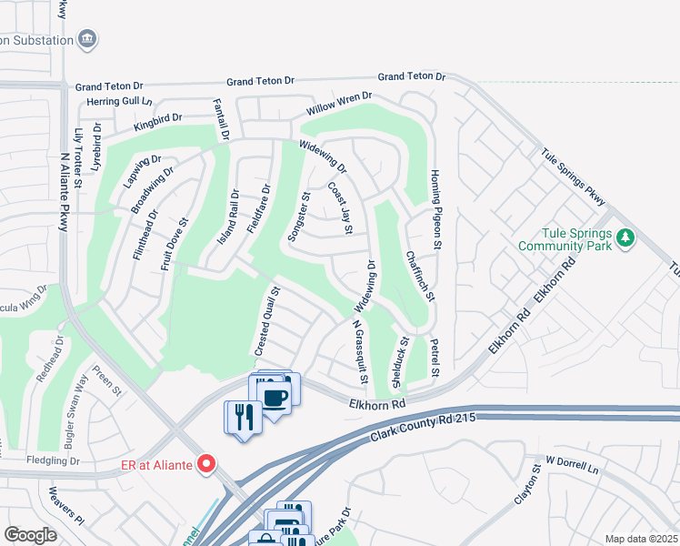 map of restaurants, bars, coffee shops, grocery stores, and more near 7604 Wingspread Street in North Las Vegas