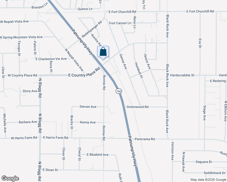 map of restaurants, bars, coffee shops, grocery stores, and more near 5370 Nevada 160 in Pahrump