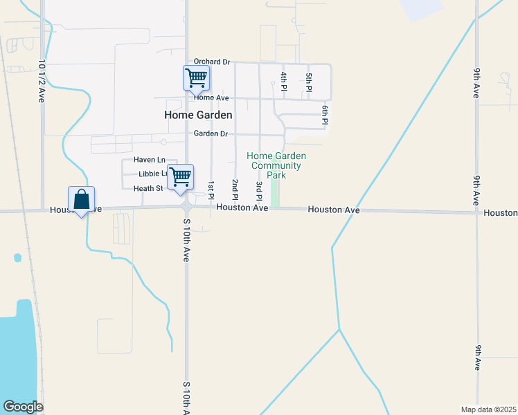 map of restaurants, bars, coffee shops, grocery stores, and more near 9701 Houston Avenue in Hanford