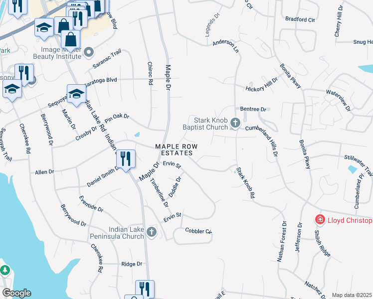 map of restaurants, bars, coffee shops, grocery stores, and more near 155 Allen Drive in Hendersonville