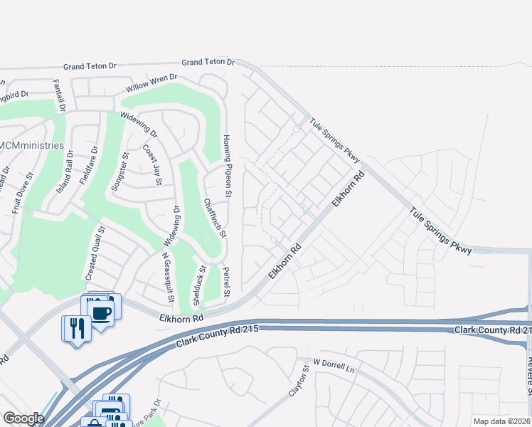 map of restaurants, bars, coffee shops, grocery stores, and more near 7543 Marie Brook Lane in North Las Vegas
