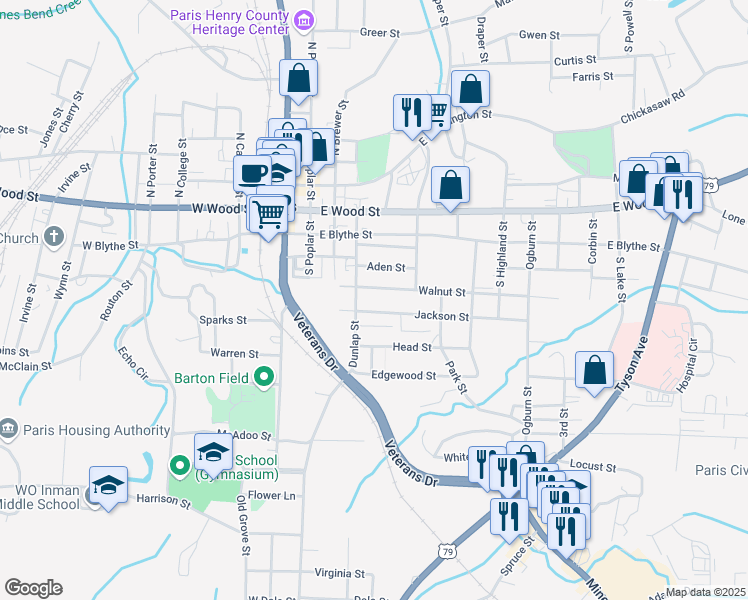 map of restaurants, bars, coffee shops, grocery stores, and more near 407 Dunlap Street in Paris
