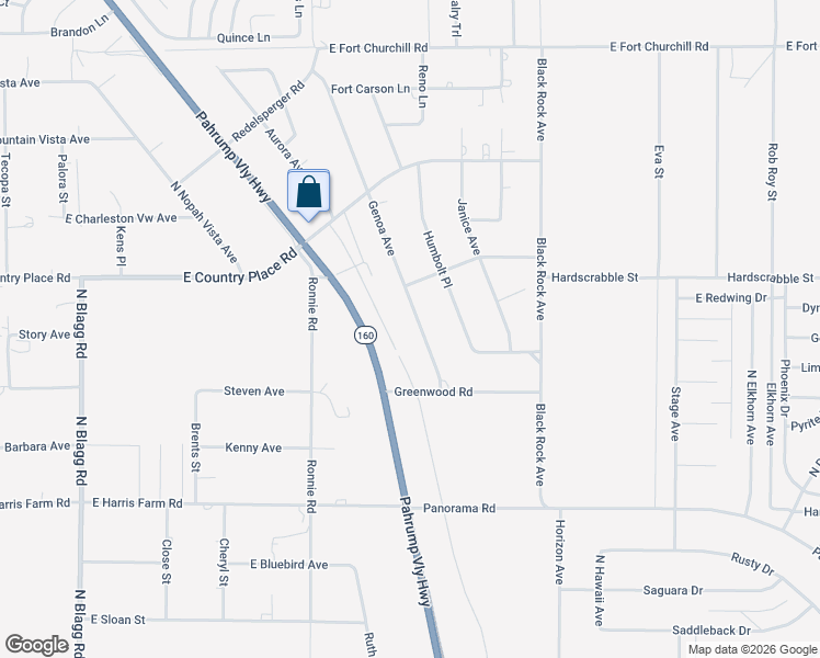 map of restaurants, bars, coffee shops, grocery stores, and more near 5410 Genoa Avenue in Pahrump