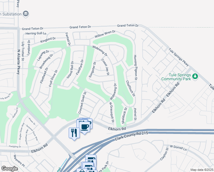 map of restaurants, bars, coffee shops, grocery stores, and more near 2384 Yellow Bird Court in North Las Vegas