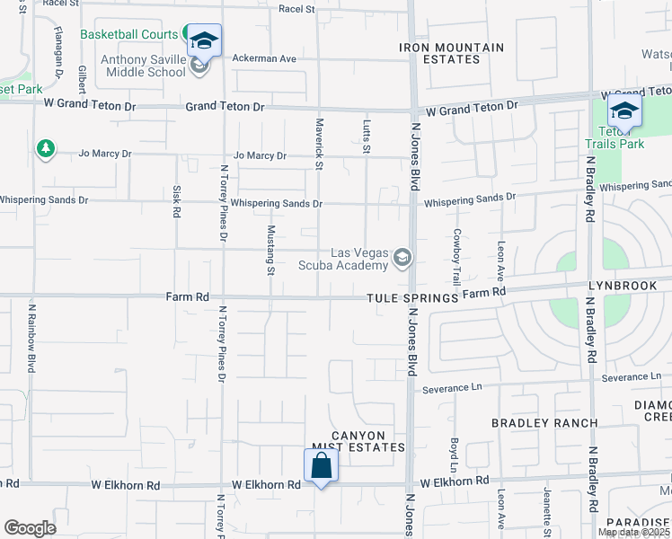 map of restaurants, bars, coffee shops, grocery stores, and more near 6180 Farm Road in Las Vegas