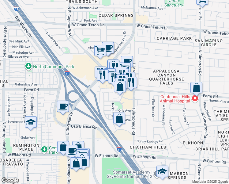 map of restaurants, bars, coffee shops, grocery stores, and more near 7576 Nicklin Street in Las Vegas