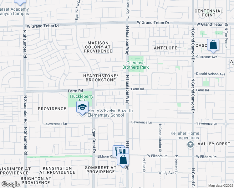 map of restaurants, bars, coffee shops, grocery stores, and more near 7560 Moose River Court in Las Vegas