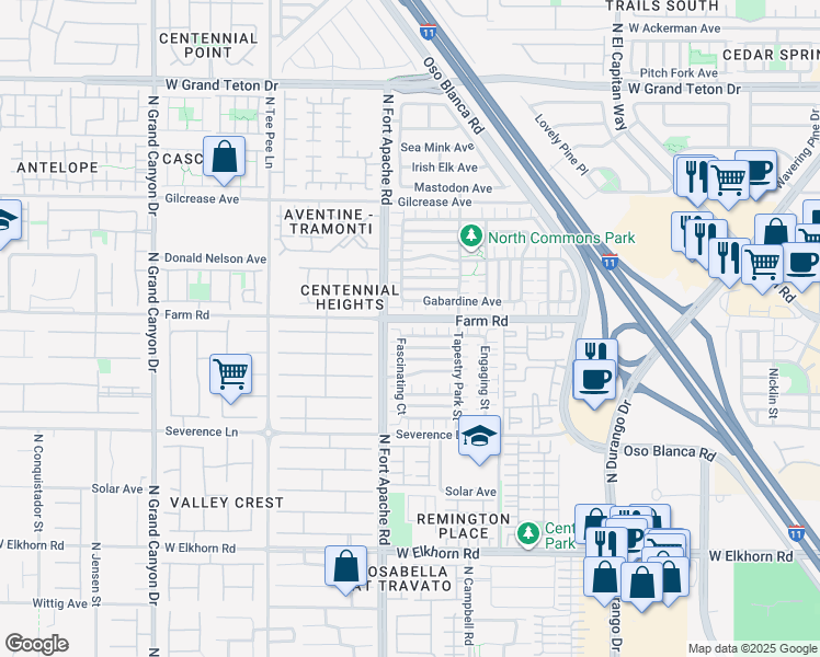 map of restaurants, bars, coffee shops, grocery stores, and more near 7561 Bright Eyed Court in Las Vegas