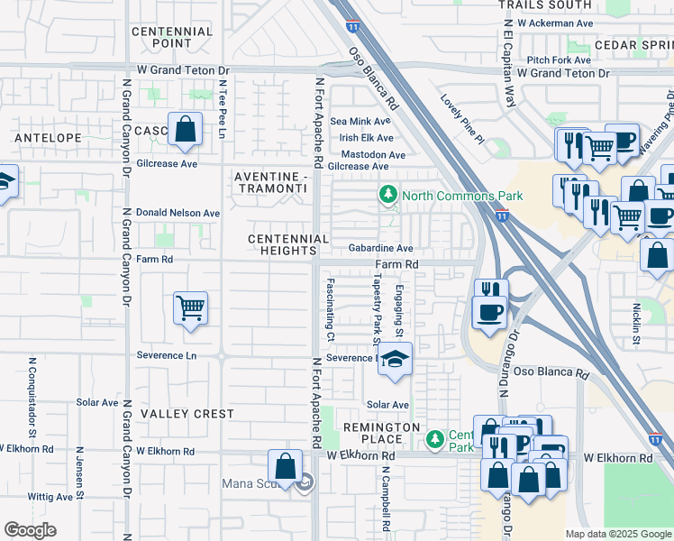 map of restaurants, bars, coffee shops, grocery stores, and more near 7561 Bright Eyed Court in Las Vegas