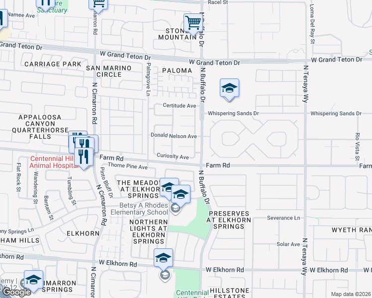 map of restaurants, bars, coffee shops, grocery stores, and more near 7624 Curiosity Avenue in Las Vegas