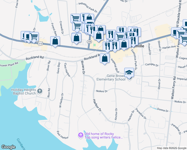 map of restaurants, bars, coffee shops, grocery stores, and more near 101 Trident Place in Hendersonville