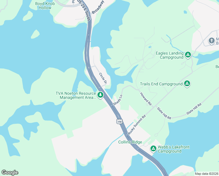 map of restaurants, bars, coffee shops, grocery stores, and more near 134 Circle Drive in Bean Station