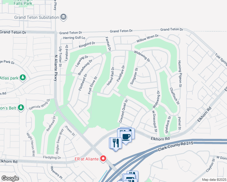 map of restaurants, bars, coffee shops, grocery stores, and more near 7628 Field Fare Drive in North Las Vegas