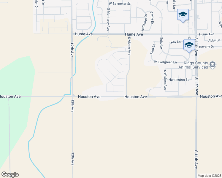 map of restaurants, bars, coffee shops, grocery stores, and more near 1936 South Red Rock Drive in Hanford