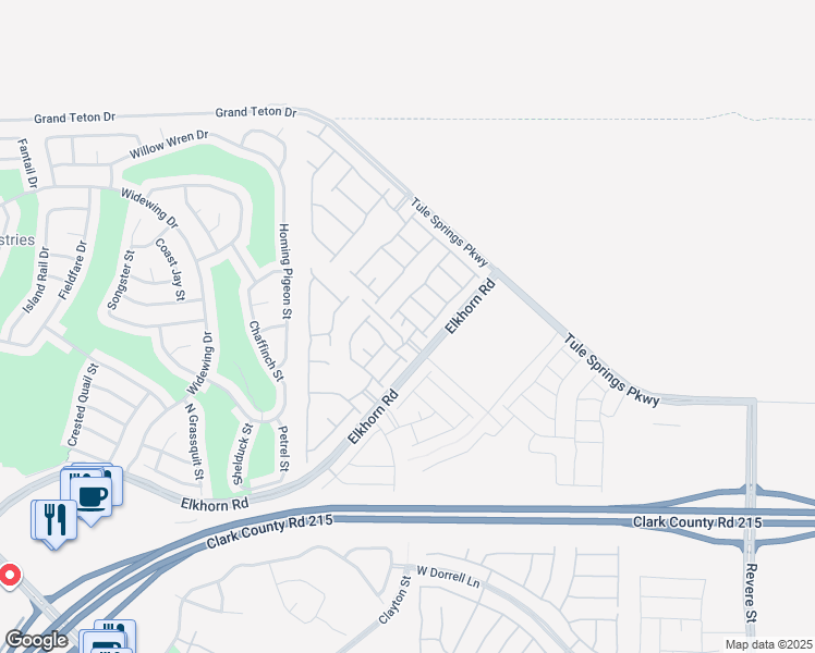 map of restaurants, bars, coffee shops, grocery stores, and more near Clayton Street in North Las Vegas