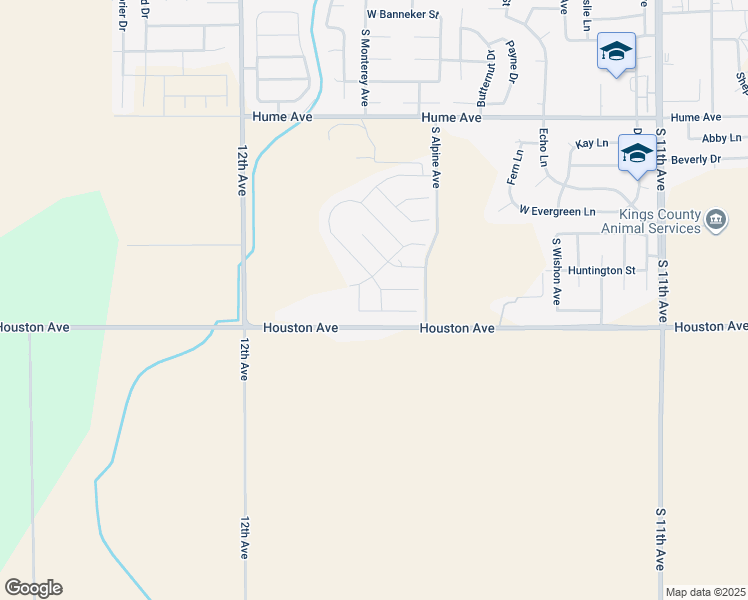 map of restaurants, bars, coffee shops, grocery stores, and more near 1936 South Red Rock Drive in Hanford