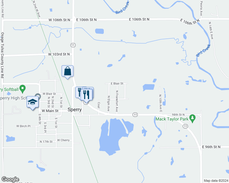 map of restaurants, bars, coffee shops, grocery stores, and more near 210 North Frankfort Avenue in Sperry