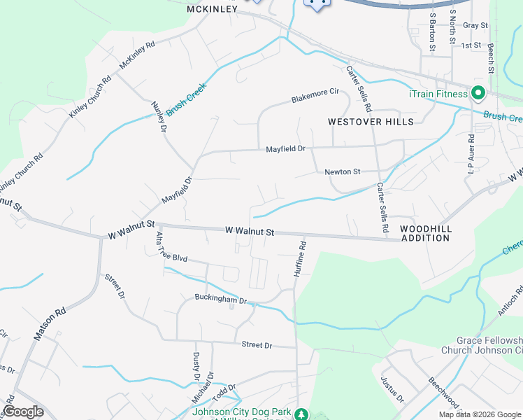 map of restaurants, bars, coffee shops, grocery stores, and more near 202 Allison Lane in Johnson City