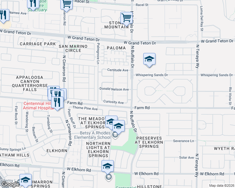 map of restaurants, bars, coffee shops, grocery stores, and more near 7616 Donald Nelson Avenue in Las Vegas