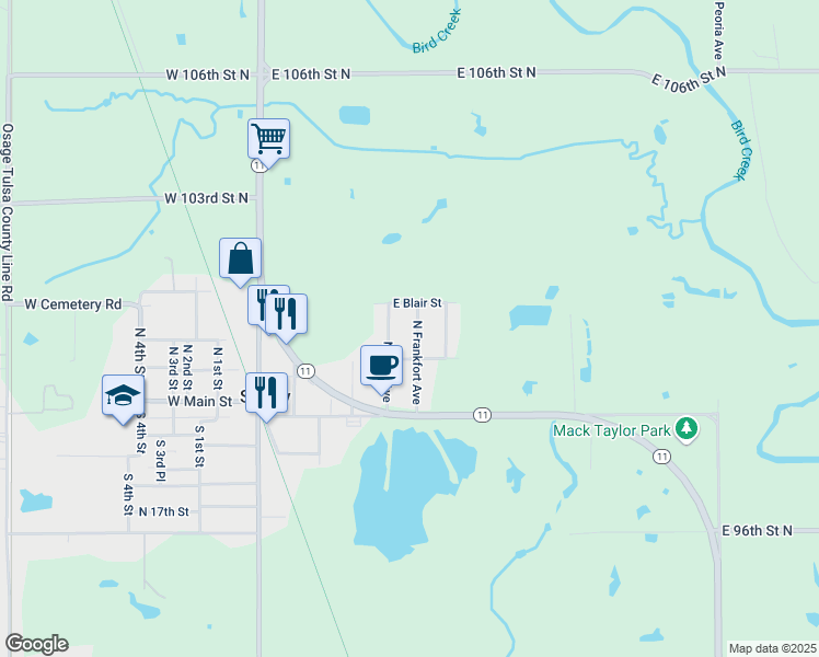 map of restaurants, bars, coffee shops, grocery stores, and more near 219 North Frankfort Avenue in Sperry
