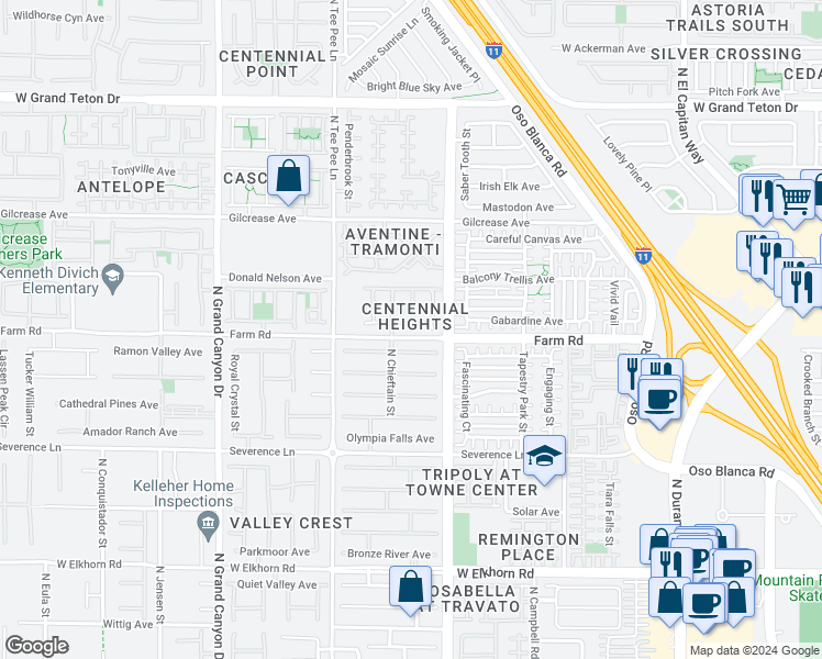 map of restaurants, bars, coffee shops, grocery stores, and more near 9241 Harbor Stream Avenue in Las Vegas