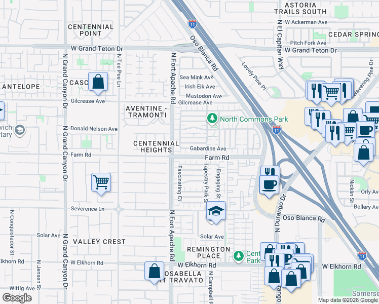 map of restaurants, bars, coffee shops, grocery stores, and more near 7605 Vanity Court in Las Vegas