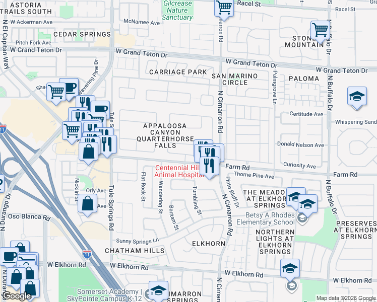 map of restaurants, bars, coffee shops, grocery stores, and more near 8096 Chestnut Glen Avenue in Las Vegas