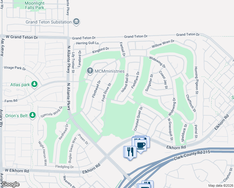 map of restaurants, bars, coffee shops, grocery stores, and more near 7625 Island Rail Drive in North Las Vegas