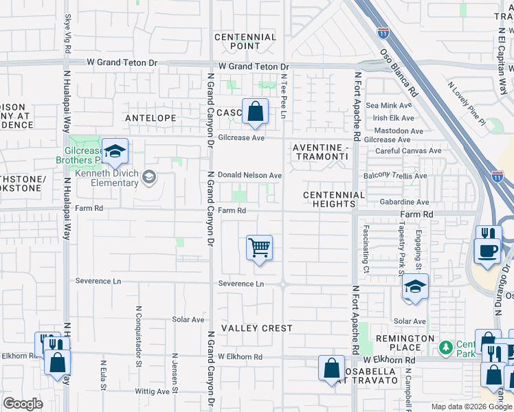 map of restaurants, bars, coffee shops, grocery stores, and more near 9445 Solitude Canyon Avenue in Las Vegas
