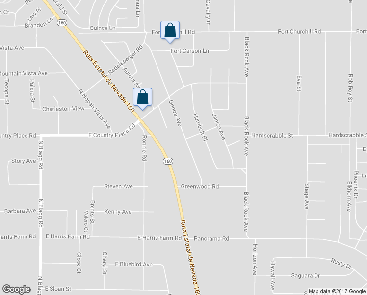map of restaurants, bars, coffee shops, grocery stores, and more near 5460 Genoa Avenue in Pahrump