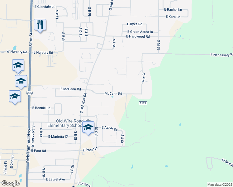 map of restaurants, bars, coffee shops, grocery stores, and more near 2835 Mccann Ln in Rogers