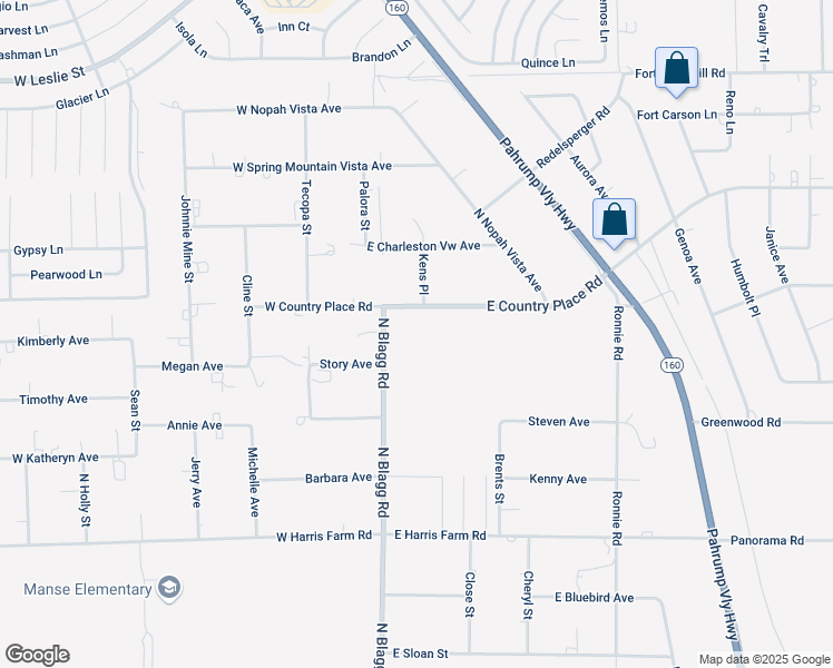 map of restaurants, bars, coffee shops, grocery stores, and more near 70 Northeast Fike Street in Pahrump