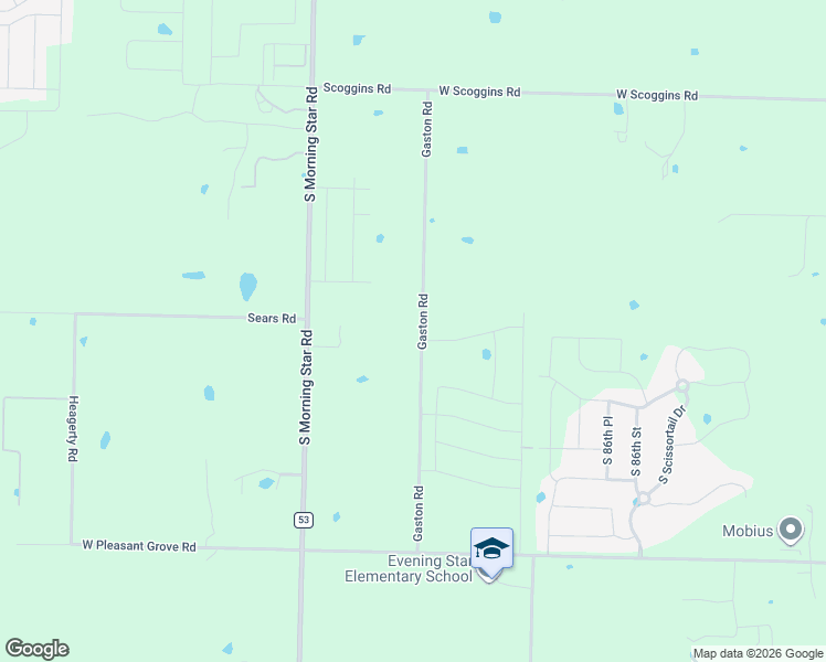 map of restaurants, bars, coffee shops, grocery stores, and more near 9635 Gaston Road in Bentonville