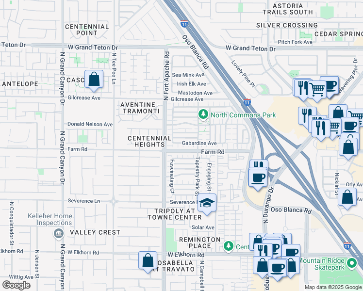 map of restaurants, bars, coffee shops, grocery stores, and more near 7609 Vanity Court in Las Vegas