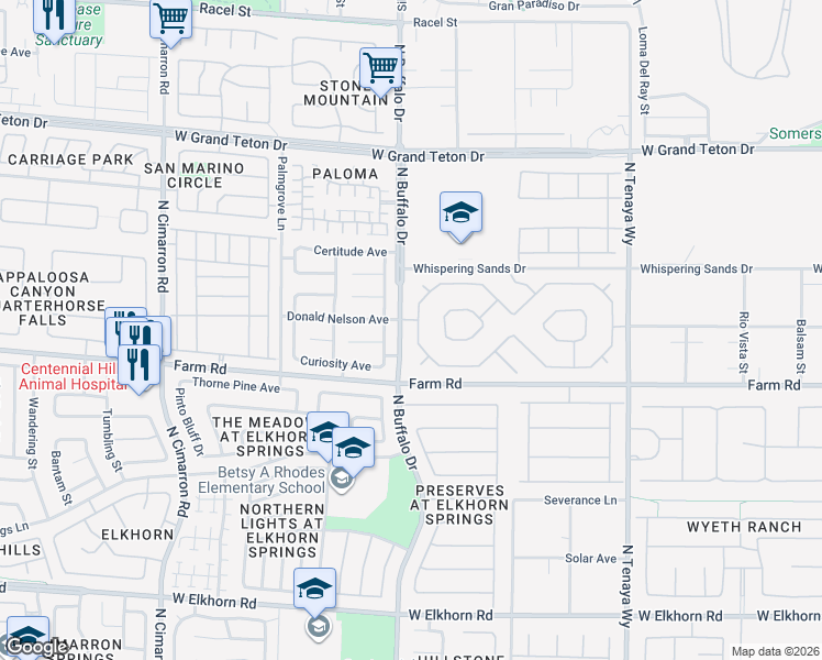 map of restaurants, bars, coffee shops, grocery stores, and more near 7651 Man O War Street in Las Vegas