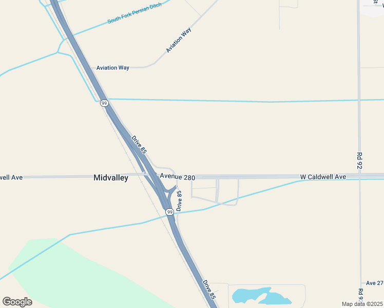 map of restaurants, bars, coffee shops, grocery stores, and more near 28218-28312 Drive 85B in Visalia