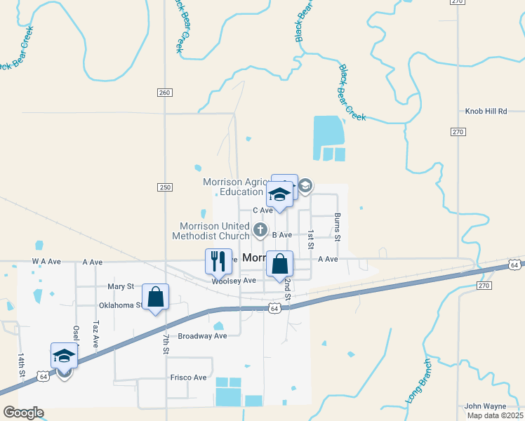 map of restaurants, bars, coffee shops, grocery stores, and more near 202 3rd Street in Morrison