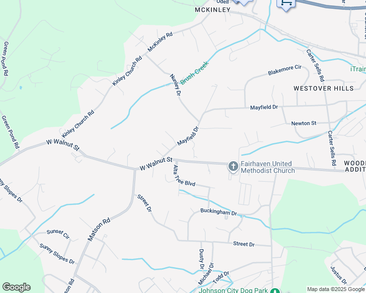 map of restaurants, bars, coffee shops, grocery stores, and more near 3300 Mayfield Drive in Johnson City