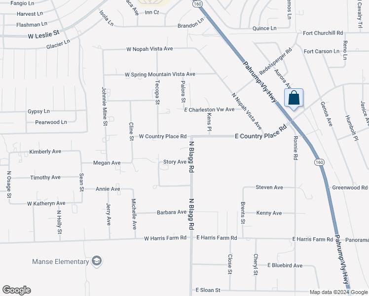 map of restaurants, bars, coffee shops, grocery stores, and more near 5420 North Blagg Road in Pahrump
