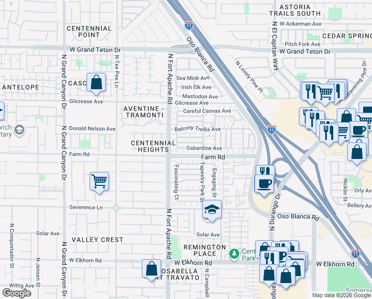 map of restaurants, bars, coffee shops, grocery stores, and more near 7609 Vanity Court in Las Vegas