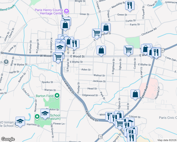 map of restaurants, bars, coffee shops, grocery stores, and more near 314 Aden Street in Paris