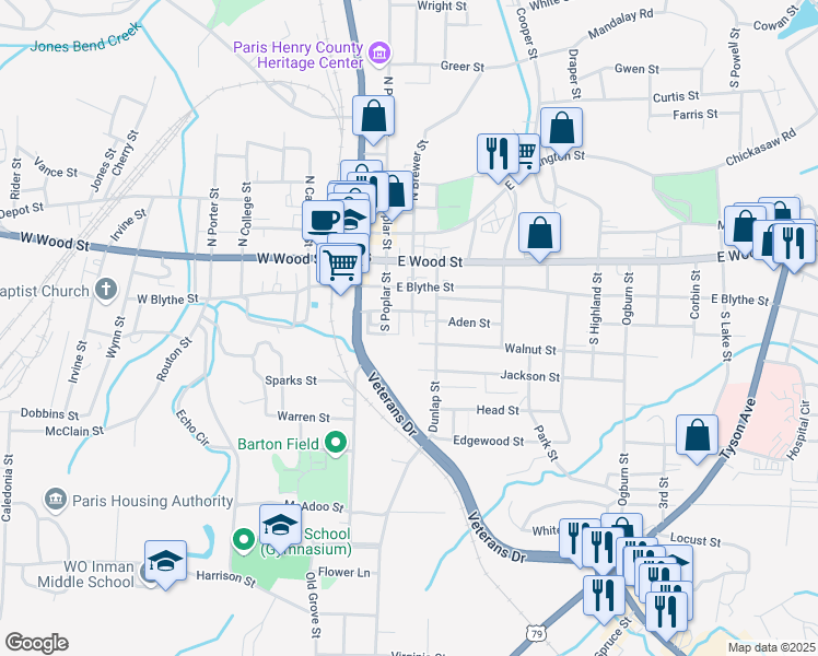 map of restaurants, bars, coffee shops, grocery stores, and more near 306 South Brewer Street in Paris