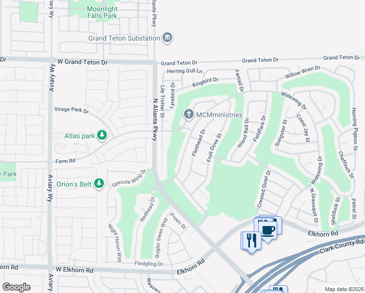 map of restaurants, bars, coffee shops, grocery stores, and more near 7649 Broadwing Drive in North Las Vegas