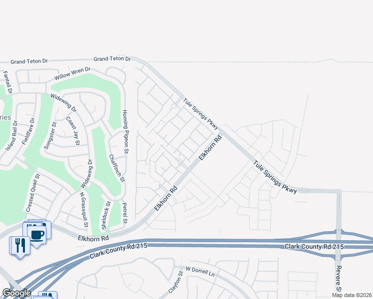 map of restaurants, bars, coffee shops, grocery stores, and more near Clayton Street in North Las Vegas